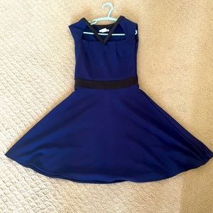 Sally Miller navy and black girls Aline dress with cutout top. size small.